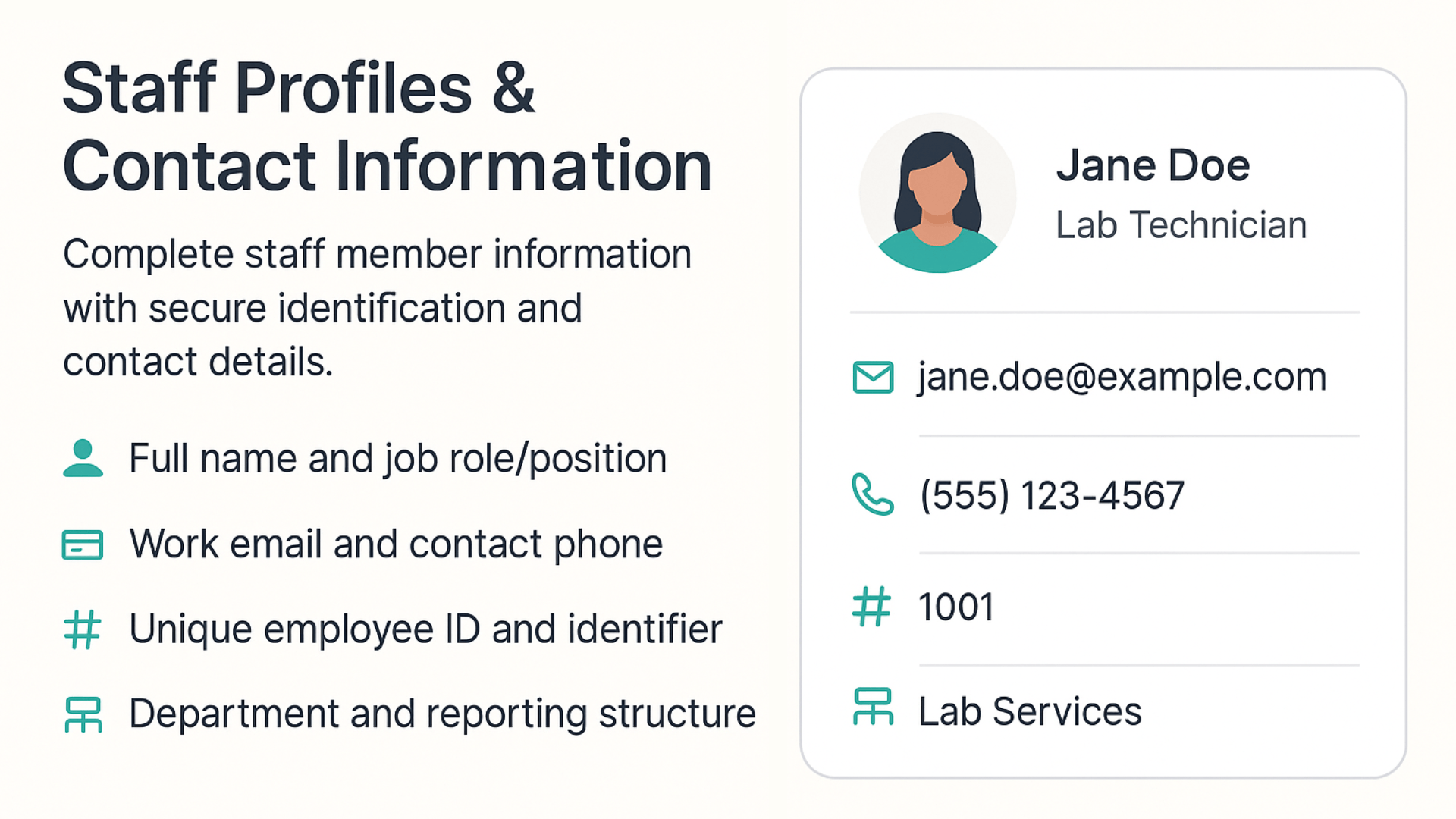 Staff profiles management interface