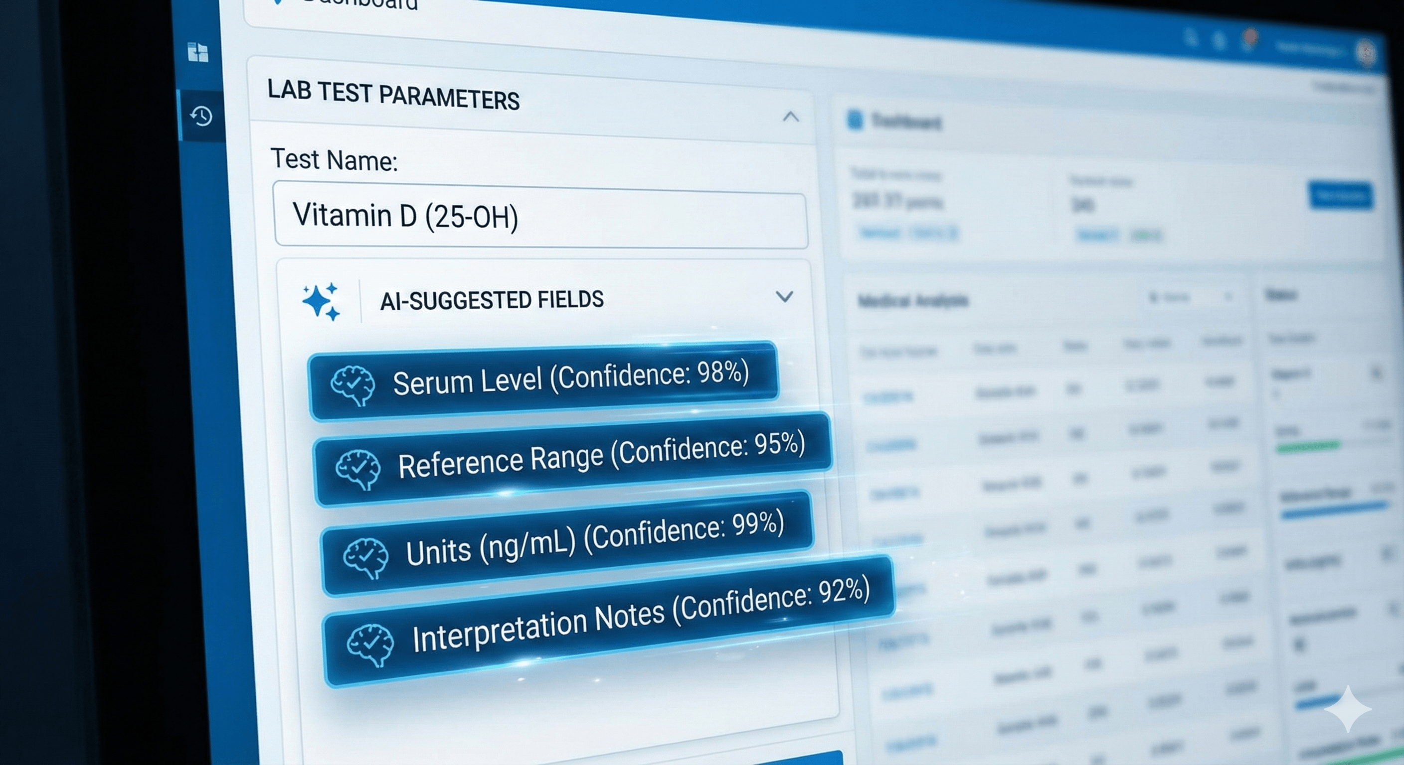 AI suggests fields and reference ranges automatically