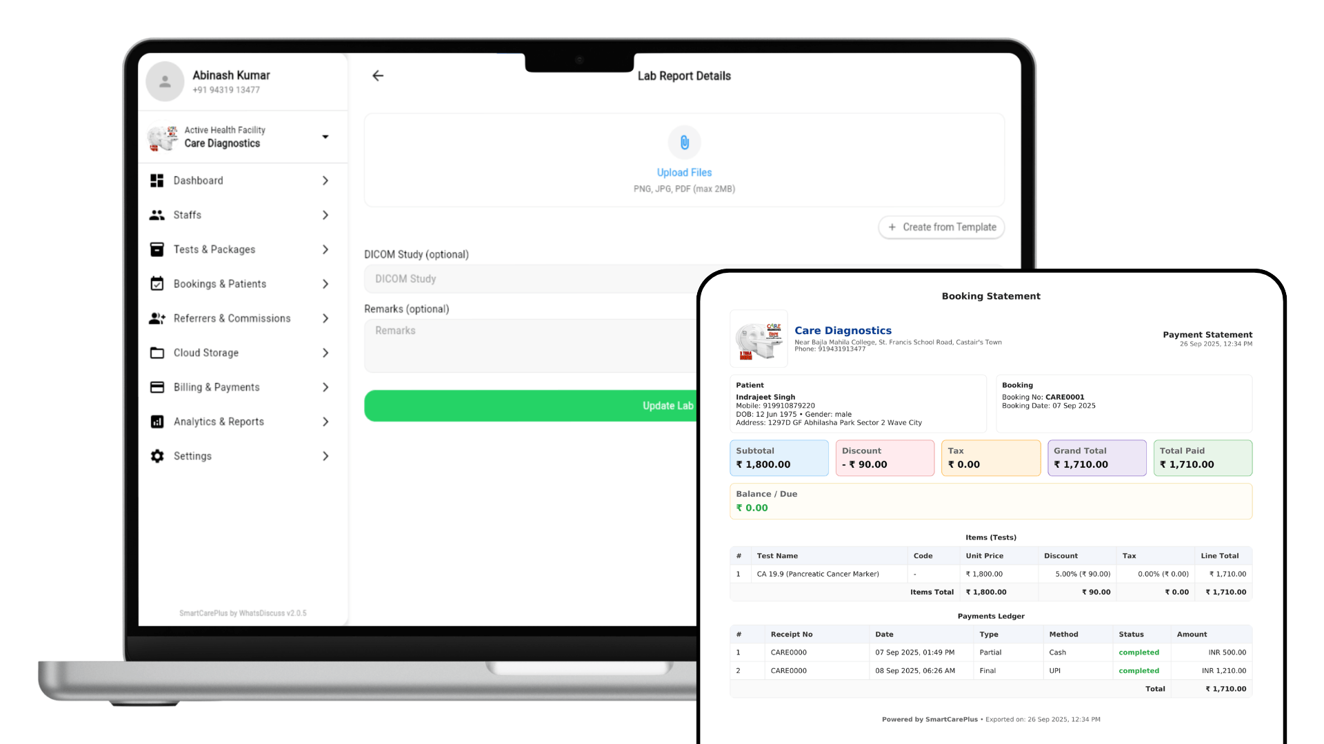 Booking statements and reports interface