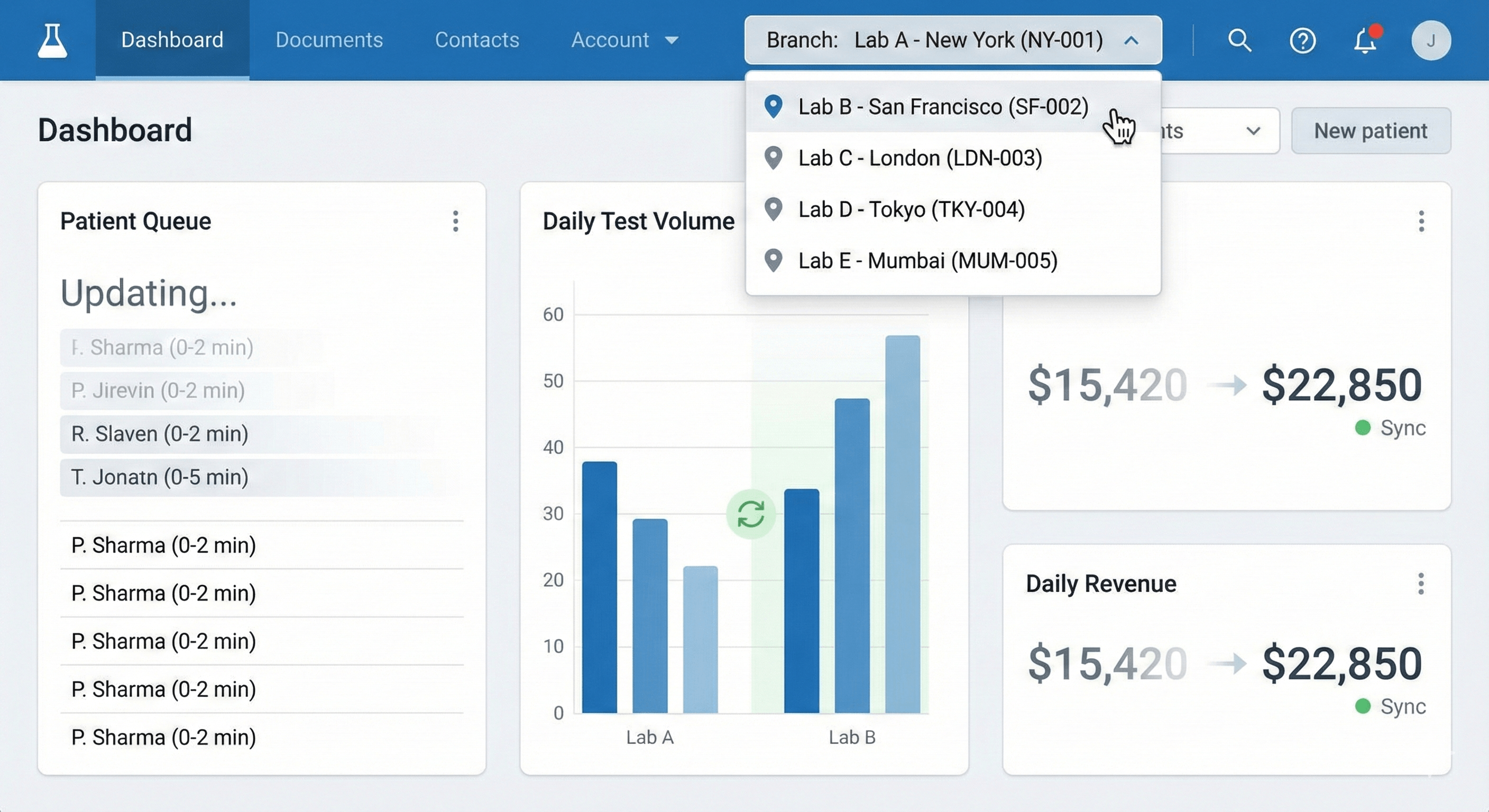 2-click branch switching and centralized catalog