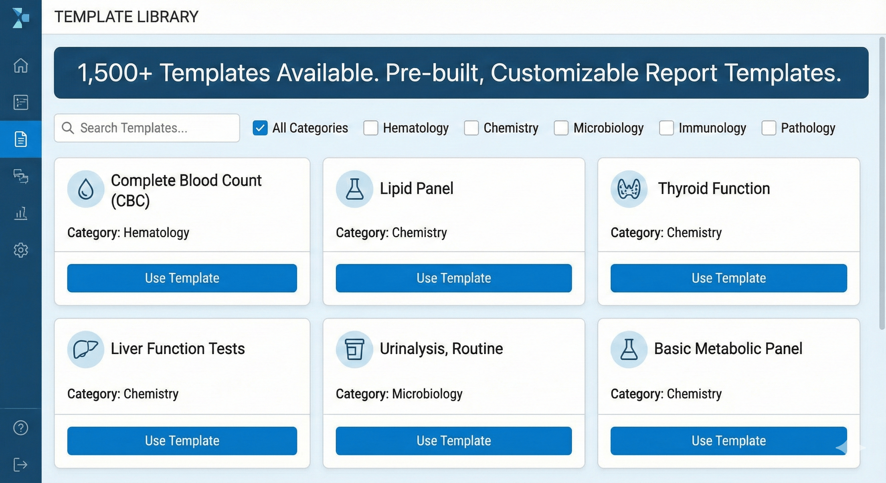 1,500+ pre-built test report templates library