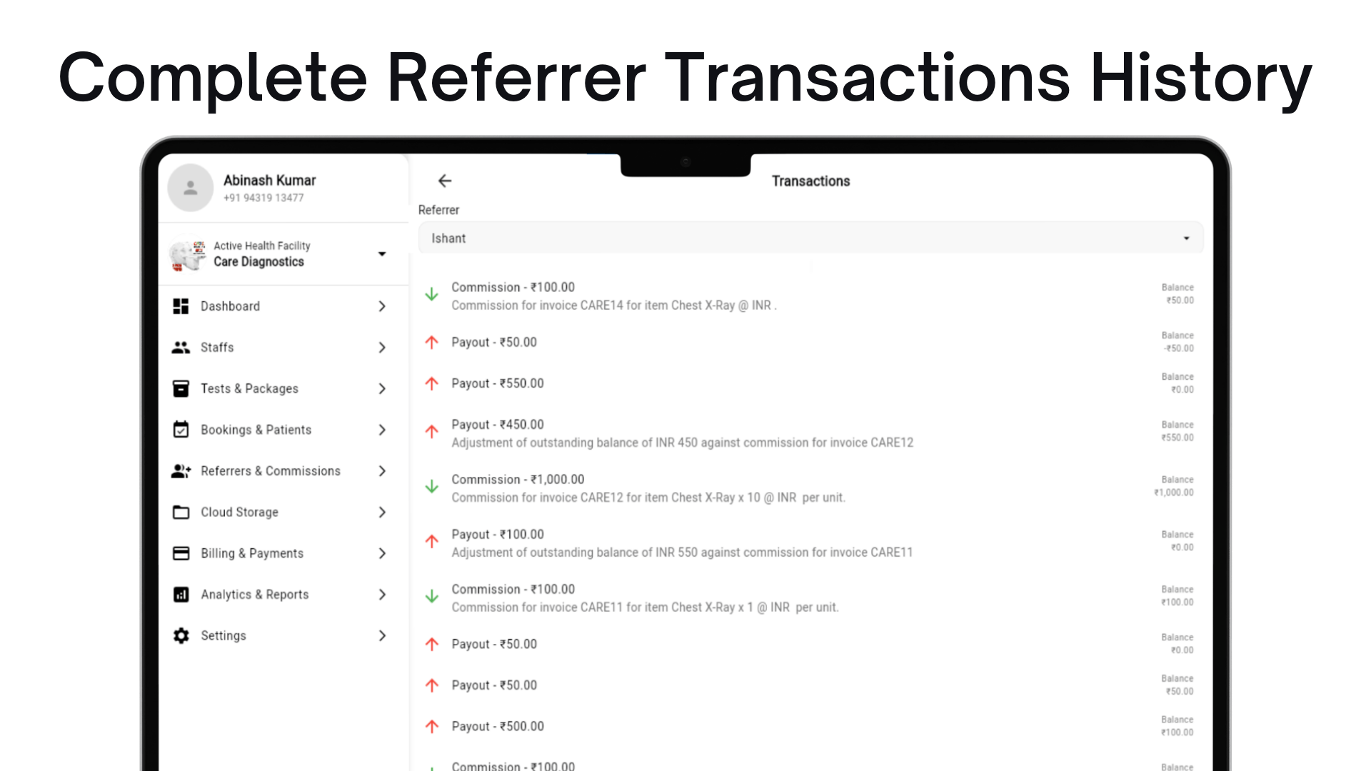 Payment settlement tracking and history