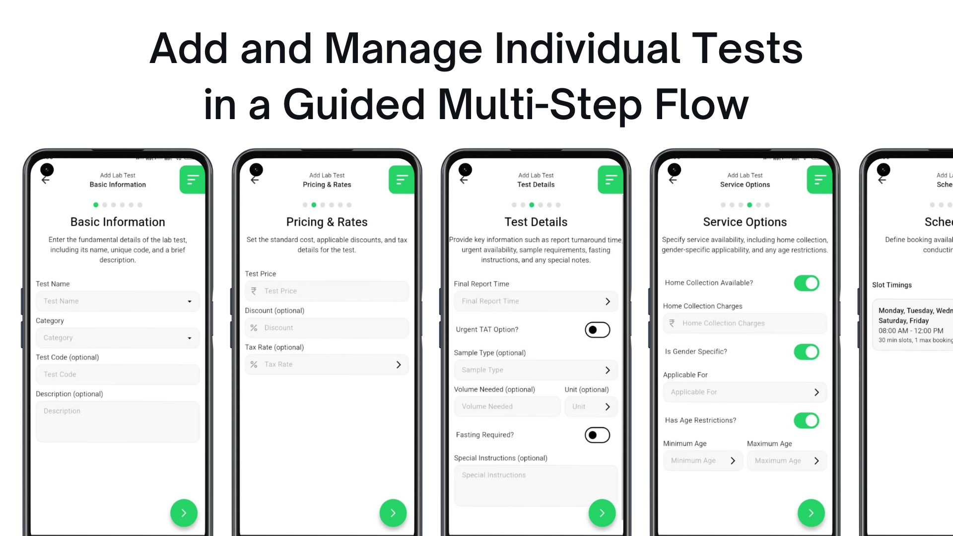 Individual test management interface