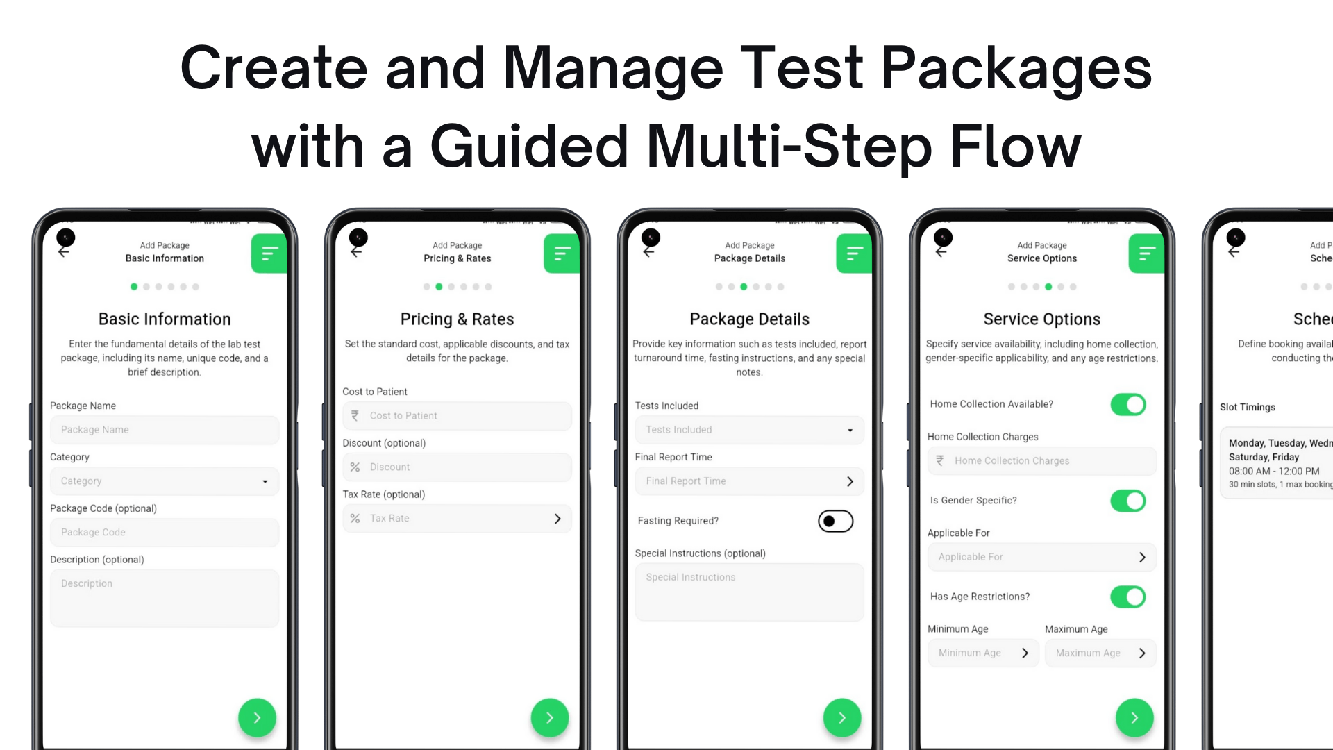 Test packages management interface